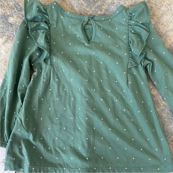 NWT Girl Green Tunic Blouse Dots Size 18 M months Long Tee - Picture 4 of 4